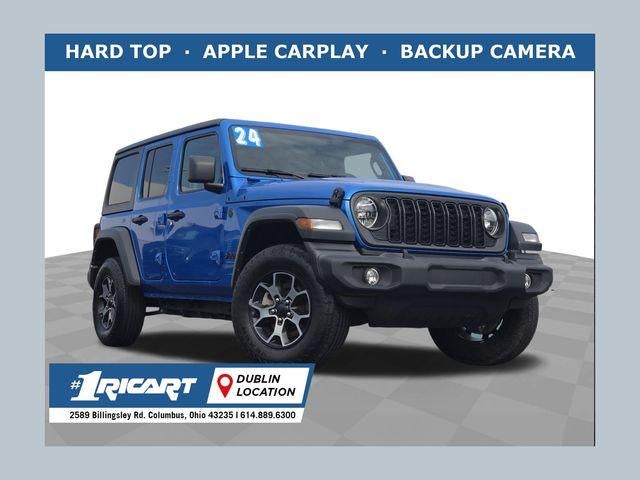 2024 Jeep Wrangler Sport in Blue — front three-quarter view