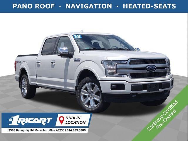 2018 Ford F-150 Platinum in White — front three-quarter view