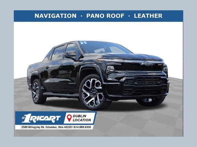 2025 Chevrolet Silverado EV RST in Black — front three-quarter view