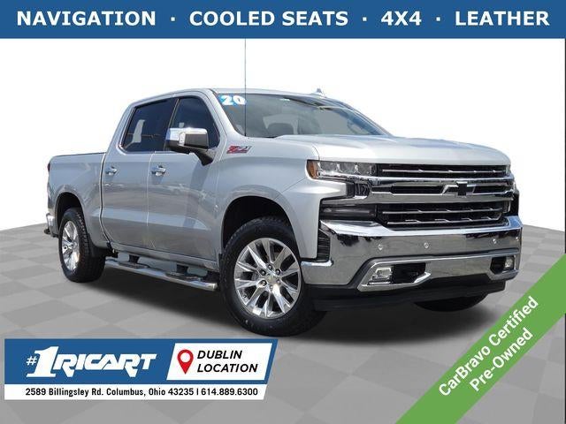 2020 Chevrolet Silverado 1500 LTZ in Silver Ice Metallic — front three-quarter view