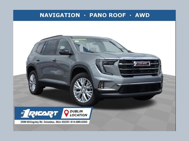 2026 GMC Acadia Elevation in Sterling Metallic — front three-quarter view
