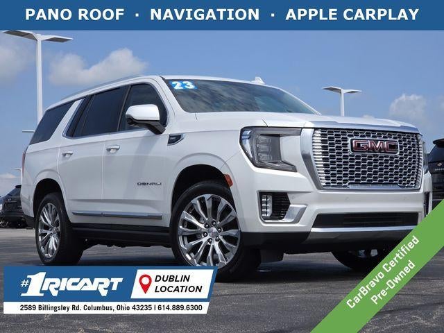 2023 GMC Yukon Denali in White Frost Tricoat — front three-quarter view