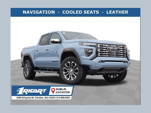 2026 GMC Canyon Denali in Glacier Metallic — front three-quarter view