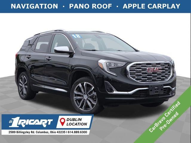 2018 GMC Terrain Denali in Ebony Twilight Metallic — front three-quarter view