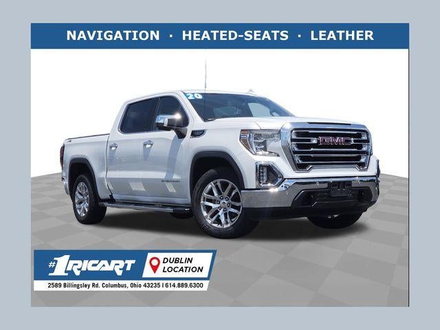 2020 GMC Sierra 1500 SLT in White Frost Tricoat — front three-quarter view