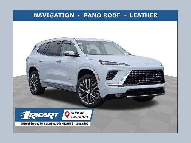 2026 Buick Enclave Avenir in Iridescent White Tricoat — front three-quarter view