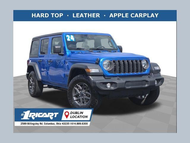 2024 Jeep Wrangler Sport S in Blue — front three-quarter view