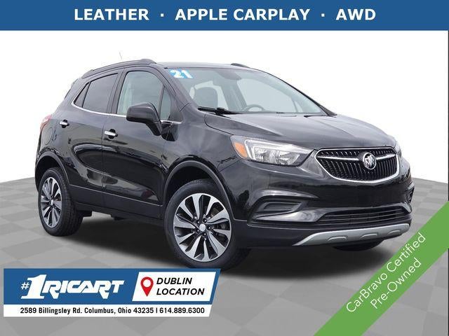 2021 Buick Encore Preferred in Includes (Mdp) Anthracite Lower Exterior Accent Color, Paint Code W598f. — front three-quarter view